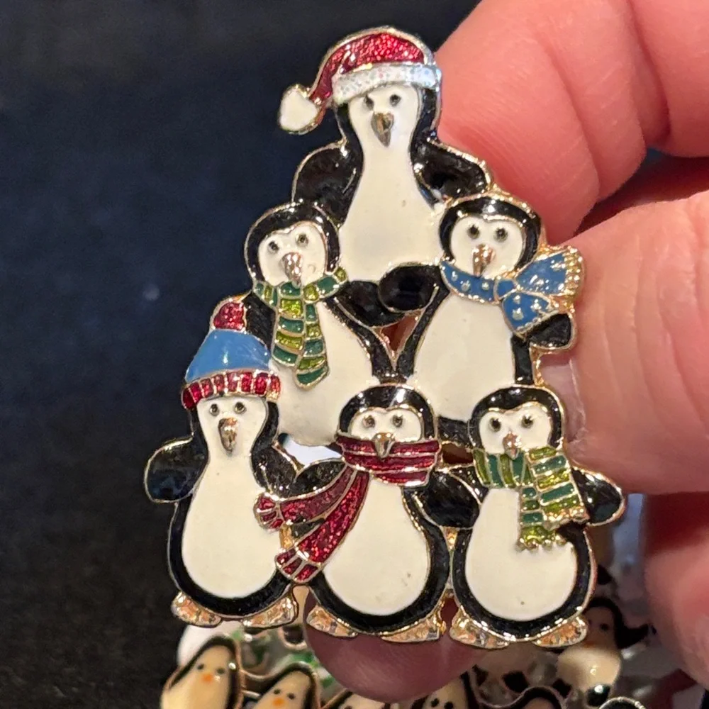 Claire's Holiday Penguin Earring Set - Black, White, Red - Picture 4 of 6
